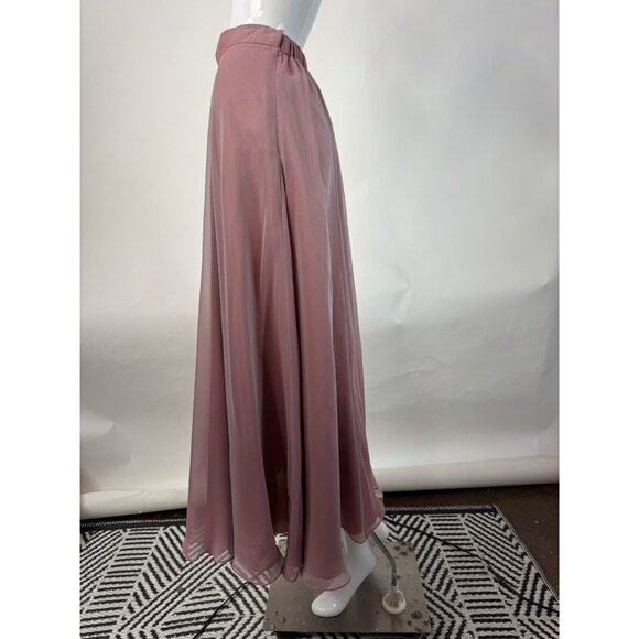 Vintage Marilyn Graham Rose Pink Maxi Dress With Sheer Overlay & Satin Waistband - Picture 15 of 16